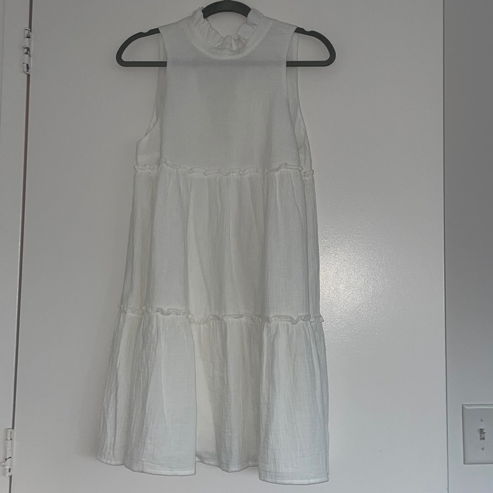 White High Neck Mini Dress